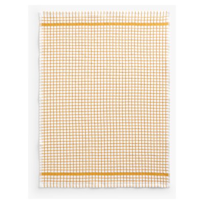 John Lewis ANYDAY Check Terry Cotton Tea Towel, Ochre