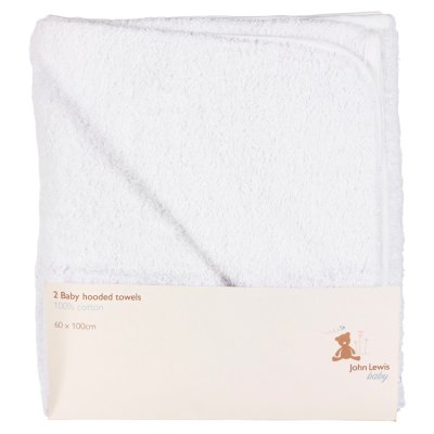 John Lewis Hooded Towels White