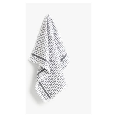 John Lewis ANYDAY Check Terry Cotton Tea Towel, Grey