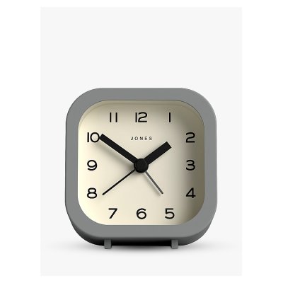 Jones Clocks Bob Analogue Alarm Clock, Grey