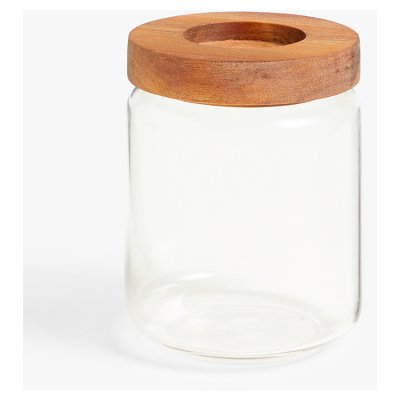 John Lewis Airtight Glass Storage Jar with Acacia Wood Lid, 500ml