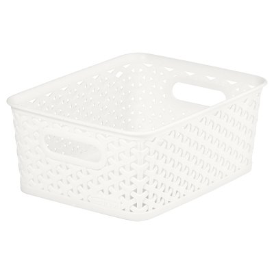 My Style Plastic Off White Rattan Basket 8L 25x20x10cm