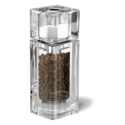 Cole & Mason Cube 2-In-1 Salt & Pepper Mill, Clear