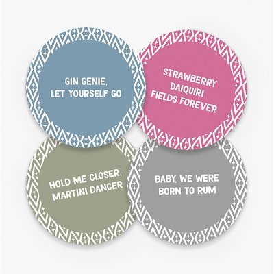 Uberstar Ceramic Cork-Backed Cocktail Coasters, Set of 4, Multi