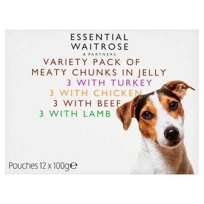 essential Waitrose Meaty Chunks in Jelly Dog Food