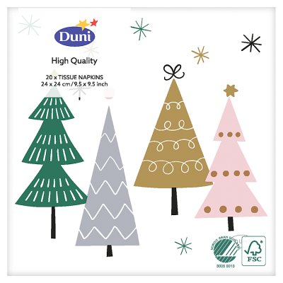Duni Noel Trees Cocktail Napkin 24cm 20 pack