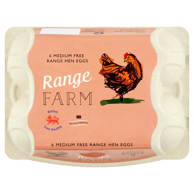 Range Farm 6 Medium Free Range Hen Eggs
