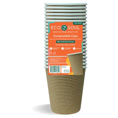 Compostable Ripple Cups For Hot Liquids, 12oz