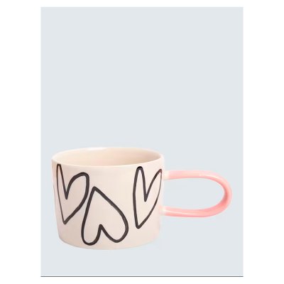 Caroline Gardner Mono Outline Big Hearts Ceramic Mug