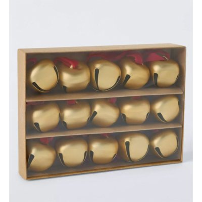 Metal Bell Baubles Gold 15pcs