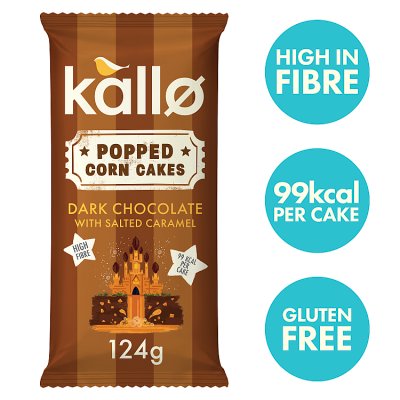 Kallo Dark Chocolate with Salted Caramel Popped Corn Cakes