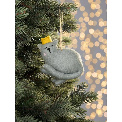 Cat with Crown Tree Decoration