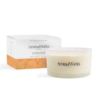 AromaWorks Unwind Basil & Orange Multiwick Candle
