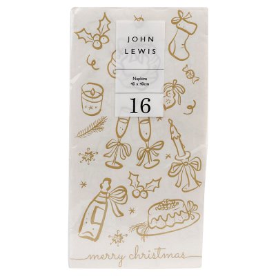 John Lewis Red/Gold Illustration Lunch Napkin 3ply