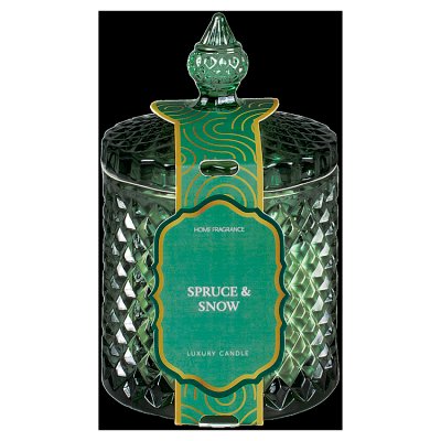 Bespoke77 Green Glass Scented Sweetie Jar Candle, Spruce & Snow