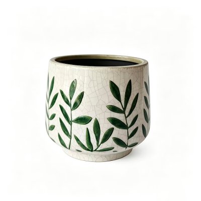 Curate Ceramic Medium Planter Pot with Fern Detailing