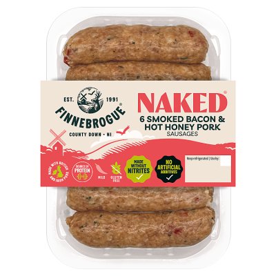 Finnebrogue Naked Smoked Bacon Hot Honey Pork Sausages