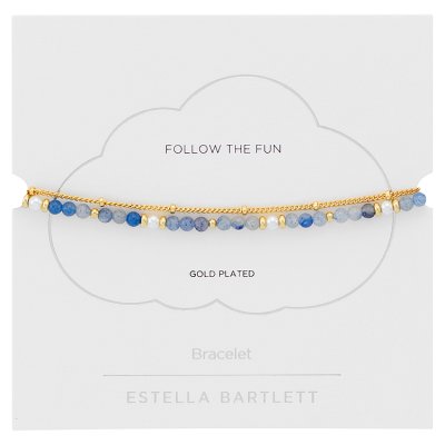 Estella Bartlett Mixed Pearl and Blue Aventurine Beaded Duo Chain Bracelet