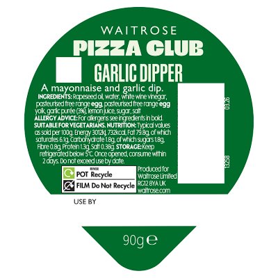 Waitrose Pizza Club Garlic Dipper
