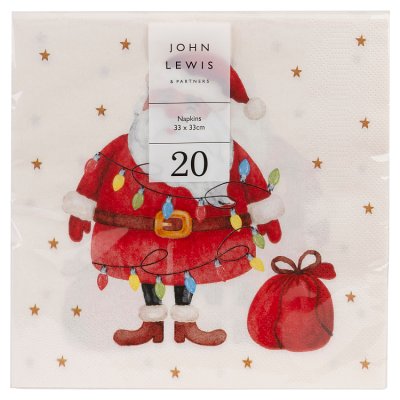 John Lewis Santa Napkin 33cm 20 pack 3ply