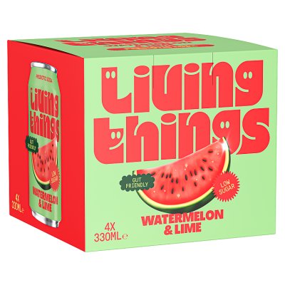 Living Things Watermelon & Lime Prebiotic Soda Cans