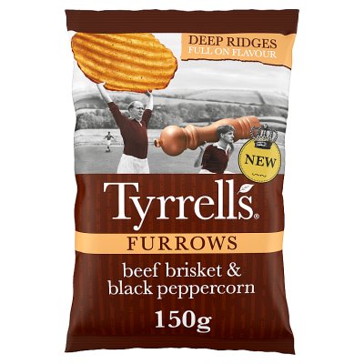 Tyrrells Furrows Beef Brisket Black Peppercorn Crisps Waitrose