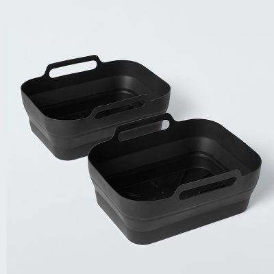 John Lewis Air Fryer Collapsible Silicone Liner, Set of 2, Rectangular, L23.5x W17.5 x H10cm