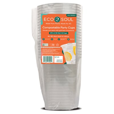 Compostable PLA Party Cups, Cold Liquid 16oz