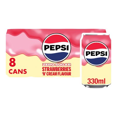 Pepsi Zero Sugar Strawberries 'n' Cream Flavour Cans