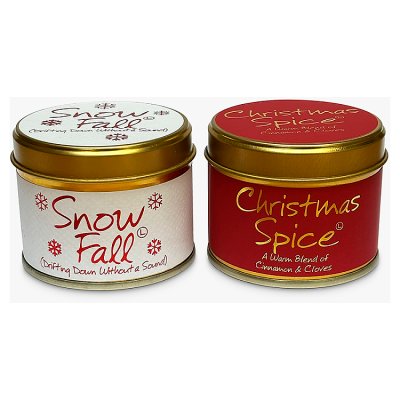 Lily-Flame Snowfall & Christmas Spice Scented Candle Tin Duo Set