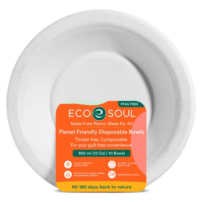 Compostable 12 oz / 350 ml Plant Based Bagasse Bowls