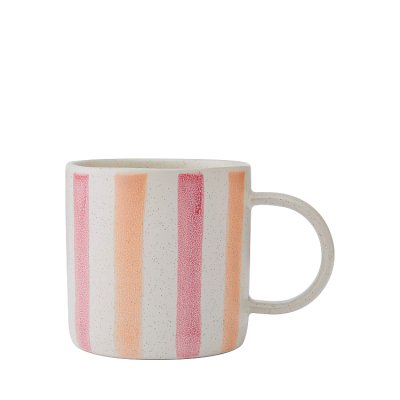 Mikasa Stoneware Mug, Pink and Red Stripe, 380ml