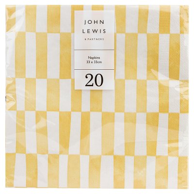 John Lewis Yellow Pattern Napkin 33cm 20 pack
