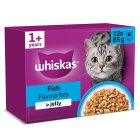 WHISKAS 1+ FISH Favourites Wet Cat Food Pouches in Jelly 12 x 85g