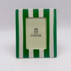 Curate Ceramic Hand Painted Stripe Green Photo Frame 6 x 4" (15 x 10cm)