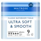 Waitrose Ultra Soft & Smooth Classic Bathroom Tissue 9pk
