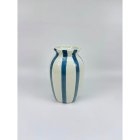 John Lewis Hand Painted Striped Stoneware Vase, H18cm, Haze Blue