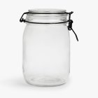John Lewis ANYDAY Clip-Top Glass Storage Jar, 1L, Black/Clear