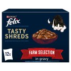 Tasty Shreds Farm Selection in Gravy Wet Cat Food 12x80g