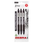 Zebra Z-Grip Pack of 3 Black Ballpoint Pen