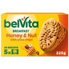 Belvita Breakfast Honey & Nut with Chocolate Chip Cereal Biscuit Snack Bars Pack 5 x 45g