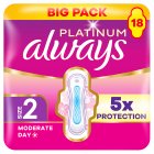 Always Platinum Long Sanitary Towels Wings Size 2