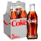 Diet Coke 4x250ml Bottle - Sparkling Low Calorie Soft Drink
