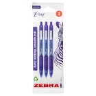 Zebra Z-Grip Pack of 3 Blue Ballpoint Pen