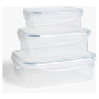 John Lewis ANYDAY Nesting Rectangular Plastic Storage Containers, Set of 3, Clear