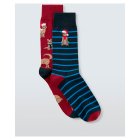 Cotton Christmas Dogs Socks Red 2pk