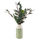 Curate Faux Floral Eucalyptus in Green Stripe Ceramic Pot, 50cm Height