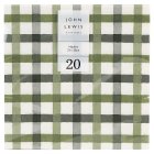 John Lewis Green Check Napkins, 33cm, 20 pack 3ply