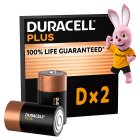 Duracell Plus D Batteries Alkaline 2 Pack
