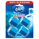 Bloo 3in1 Anti-Clogging Toilet Block Original Blue 4 x 50g (200g)